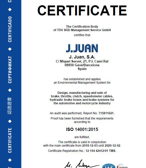 THE ENVIRONMENTAL AUDIT GIVES AN EXCELLENT SCORE TO J.JUAN