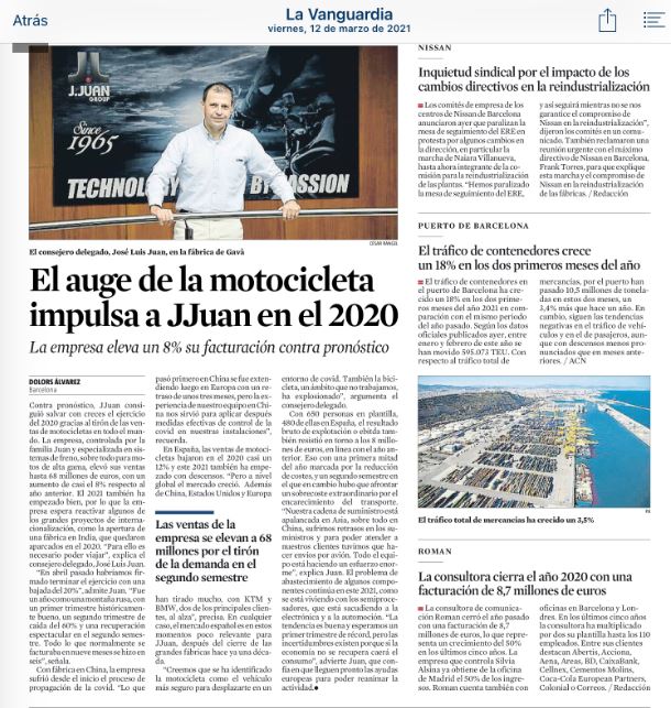 La Vanguardia values positively the performance of J.Juan in 2020